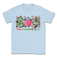 Dusty Blue peace love easter bunny Classic Tee - FaDigitalArtStudio
