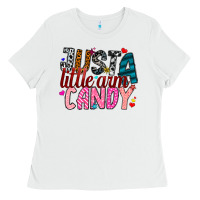 White Just A Little Arm Candy Ladies Tee - SublimationCraftShop