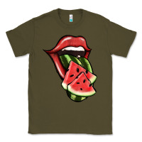 Army Green Watermelon Tongue Classic Tee - Jasminsmagicworld