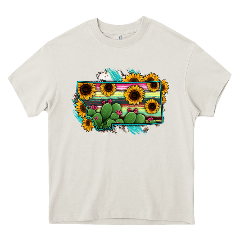 Montana Map Sunflower Cactus Serape Heavy Core Tee by RanaPortraitStore | Teevron