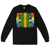 Black st patricks day rainbow brushstroke Long Sleeve Tee - Artiststas