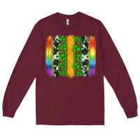 Burgundy st patricks day rainbow brushstroke Long Sleeve Tee - Artiststas
