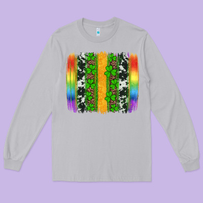 St Patricks Day Rainbow Brushstroke Long Sleeve Tee Designed By Artiststas