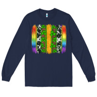 Navy st patricks day rainbow brushstroke Long Sleeve Tee - Artiststas