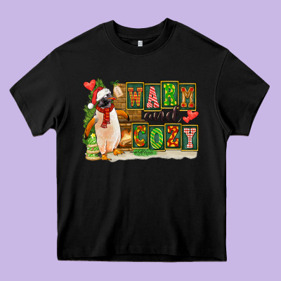 Warm And Cozy Penguin Heavy Core Tee Designed By Fadigitalartstudio
