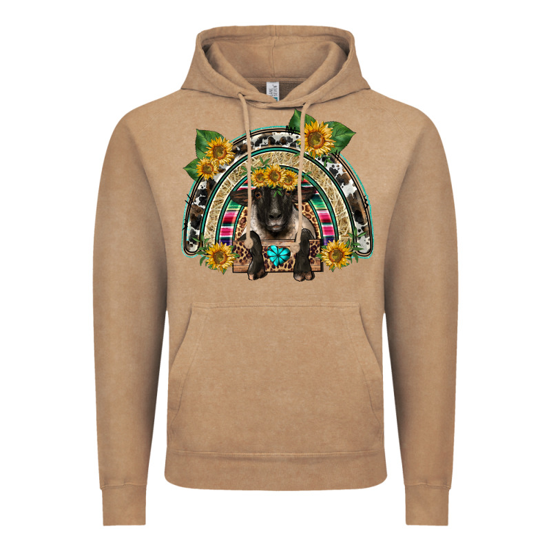 Suffolk Ewe Front Sunflowers Rainbow Vintage Hoodie by BarkalooDesign | Teevron
