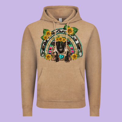 Suffolk Ewe Front Sunflowers Rainbow Vintage Hoodie Designed By Barkaloodesign