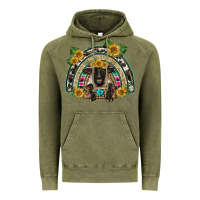 Vintage Olive suffolk ewe front sunflowers rainbow Vintage Hoodie - BarkalooDesign