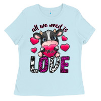 Baby Blue All We Need İs Moo Love Ladies Tee - SublimationCraftShop