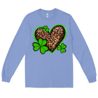 Colony Blue st patricks day leopard heart with shamrocks Long Sleeve Tee - Artiststas