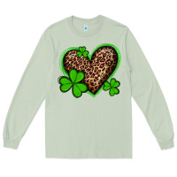 Matcha st patricks day leopard heart with shamrocks Long Sleeve Tee - Artiststas