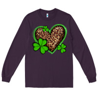Plum st patricks day leopard heart with shamrocks Long Sleeve Tee - Artiststas
