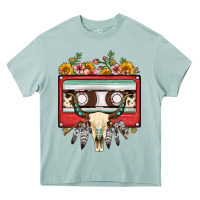 Arona bull skull sunflower floral cassette Heavy Core Tee - FaDigitalArtStudio