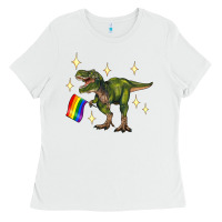 White lgbtq+  t rex Ladies Tee - Artiststas
