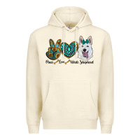 Sandshell peace love white Sepherd Premium Hoodie - BarkalooDesign