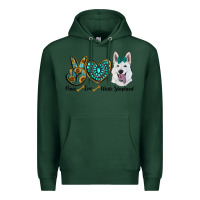 Sports Green peace love white Sepherd Premium Hoodie - BarkalooDesign