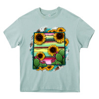 Arona New Mexico Map Sunflower Cactus Serape Heavy Core Tee - RanaPortraitStore