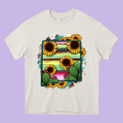 New Mexico Map Sunflower Cactus Serape Heavy Core Tee Designed By Ranaportraitstore