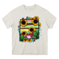 Cream New Mexico Map Sunflower Cactus Serape Heavy Core Tee - RanaPortraitStore