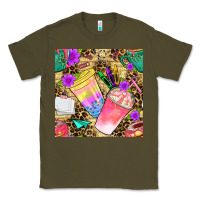 Army Green school girl coffee cup with leopard seamless pattern bbs Classic Tee - BundleAndBundleShop
