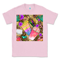 Bubblegum Pink school girl coffee cup with leopard seamless pattern bbs Classic Tee - BundleAndBundleShop