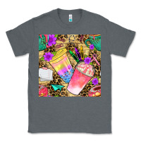 Charcoal Heather school girl coffee cup with leopard seamless pattern bbs Classic Tee - BundleAndBundleShop