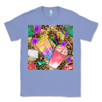Colony Blue school girl coffee cup with leopard seamless pattern bbs Classic Tee - BundleAndBundleShop