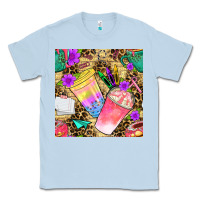 Dusty Blue school girl coffee cup with leopard seamless pattern bbs Classic Tee - BundleAndBundleShop