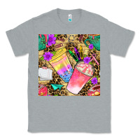 Heather Grey school girl coffee cup with leopard seamless pattern bbs Classic Tee - BundleAndBundleShop
