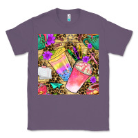 Lavender school girl coffee cup with leopard seamless pattern bbs Classic Tee - BundleAndBundleShop