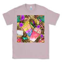 Lilac school girl coffee cup with leopard seamless pattern bbs Classic Tee - BundleAndBundleShop