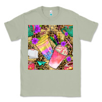 Matcha school girl coffee cup with leopard seamless pattern bbs Classic Tee - BundleAndBundleShop