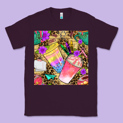 School Girl Coffee Cup With Leopard Seamless Pattern Bbs Classic Tee Designed By Bundleandbundleshop