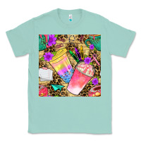 Seafoam school girl coffee cup with leopard seamless pattern bbs Classic Tee - BundleAndBundleShop