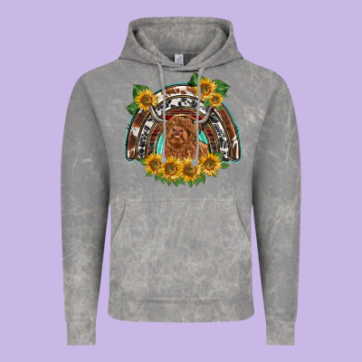 Scottish Calf Sunflowers Rainbow Vintage Hoodie Designed By Barkaloodesign