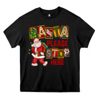 Black Santa Please Stop Here Heavy Core Tee - FaDigitalArtStudio