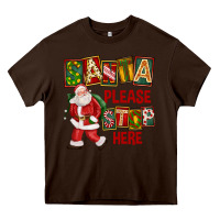 Chocolate Brown Santa Please Stop Here Heavy Core Tee - FaDigitalArtStudio