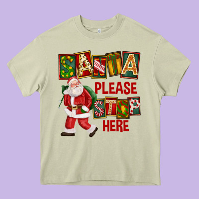 Santa Please Stop Here Heavy Core Tee Designed By Fadigitalartstudio