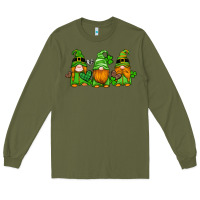 Army Green st patricks day gnomes with western hearts and shamrocks Long Sleeve Tee - Artiststas