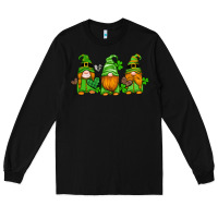 Black st patricks day gnomes with western hearts and shamrocks Long Sleeve Tee - Artiststas