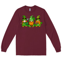 Burgundy st patricks day gnomes with western hearts and shamrocks Long Sleeve Tee - Artiststas