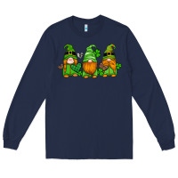 Navy st patricks day gnomes with western hearts and shamrocks Long Sleeve Tee - Artiststas