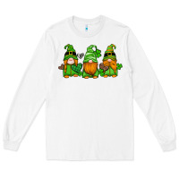 White st patricks day gnomes with western hearts and shamrocks Long Sleeve Tee - Artiststas