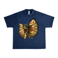 Navy dilophosaurus face Urban Heavy Tee - LillyAllenDesigns