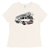 Bone White Fire Truck Ladies Tee - Artiststas