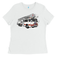 White White Fire Truck Ladies Tee - Artiststas