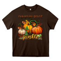 Chocolate Brown pumpkin spice junkie Heavy Core Tee - BundleAndBundleShop