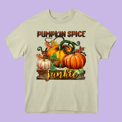 Pumpkin Spice Junkie Heavy Core Tee Designed By Bundleandbundleshop