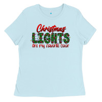Baby Blue festive christmas lights text art Ladies Tee - CowhideDigitalArt