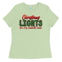 Festive Christmas Lights Text Art Ladies Tee | Teevron